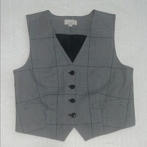LOFT Women’s Black & White Plaid Vest